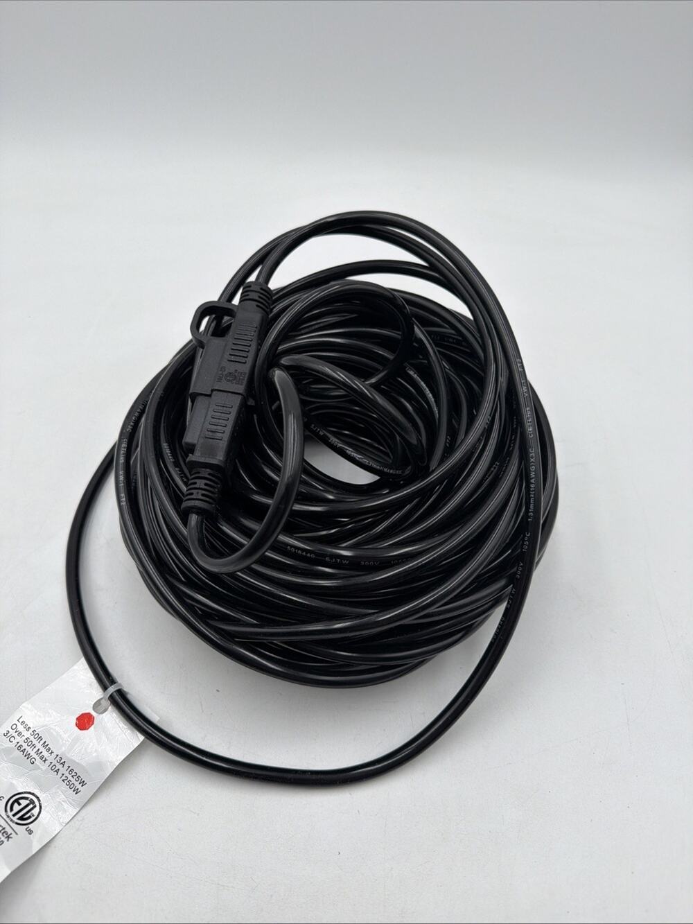 Indoor Outdoor Black Extension Cord 50 Ft Waterproof, 16/3 Gauge Flexible Cold-R